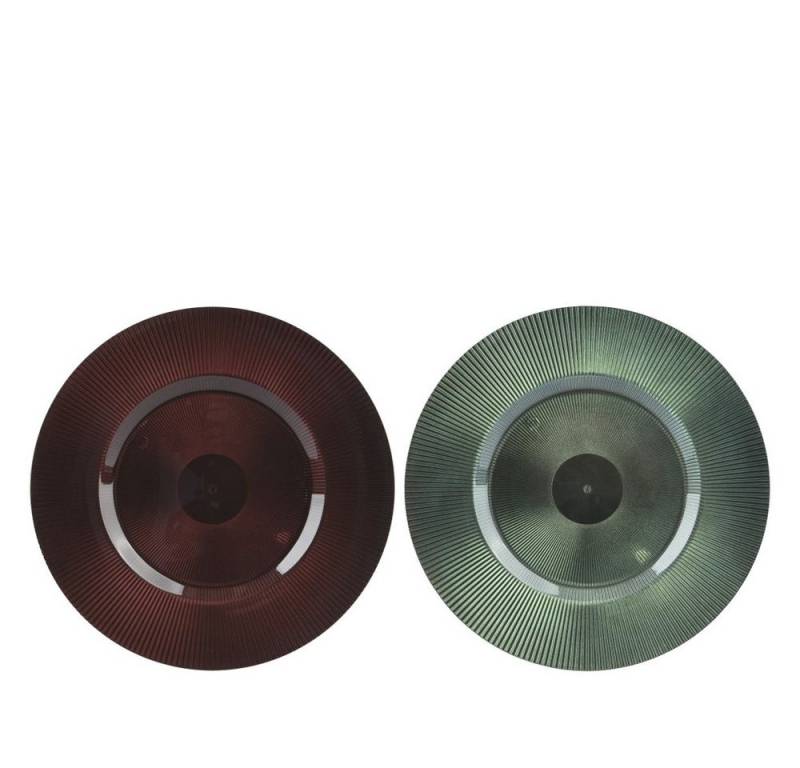 Kaemingk Dekotablett Dekoteller - Kunststoff - rot/petrol - ø ca. 33 cm - 1 Stück von Kaemingk