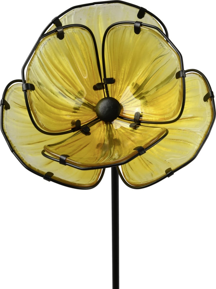 Kaemingk Gartenstecker Blume Glas gelb 91 cm von Kaemingk