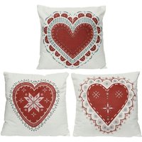 Kaemingk Kissen Polyester Samt weiß rot 40 x 40 cm Kissenbezug von Kaemingk