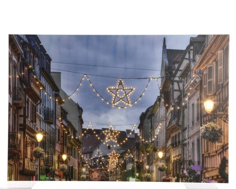 Kaemingk LED-Bilderrahmen LED Bild Strasse Wandbild Batteriebetrieben ca.2,5x.40 x 60 cm Bunt von Kaemingk