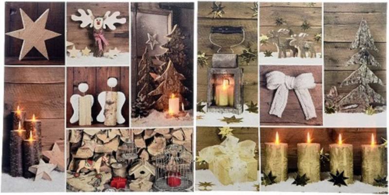 Kaemingk LED-Bilderrahmen LED Leinwand Weihnachten Deko Stern+Engel/Schleife+Kerzen 50x50 Stück von Kaemingk