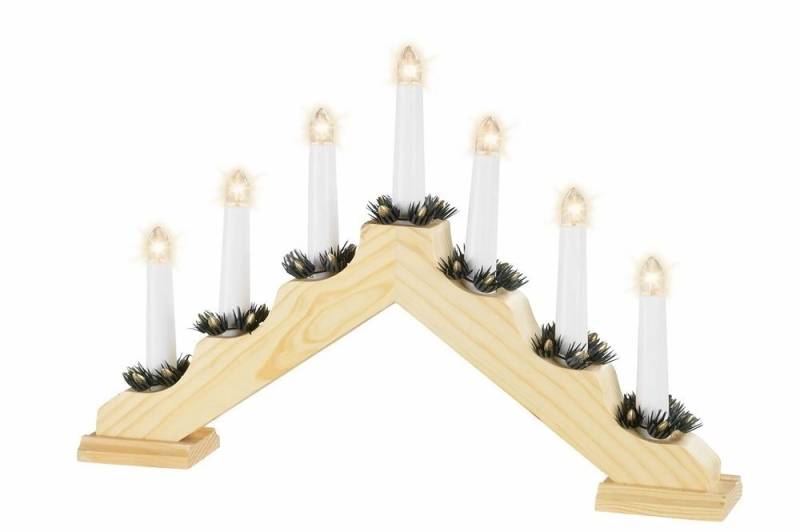 Kaemingk LED Fensterleuchter Leuchter Fenster Holzleuchter Pyramide Kerzenleuch, flame von Kaemingk
