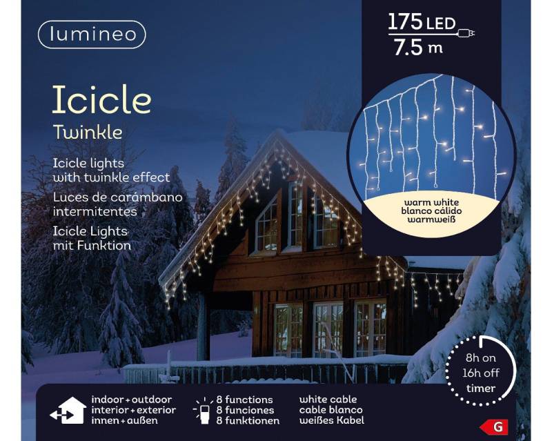 Kaemingk LED-Lichterkette LED Icicle Lights Twinkle Effekt L.750cm H.50cm 175L weiß/warmes weiß Kaemingk LED-Lichterkette LED Icicle Lights Twinkle Effekt L.750cm H.50cm 175L weiß/warmes weiß von Kaemingk