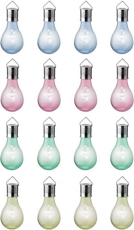Kaemingk LED Solarleuchte Solar Birne plastik Dauerbetrieb 4 Farben Ø8cm H.14cm 16 Stück von Kaemingk