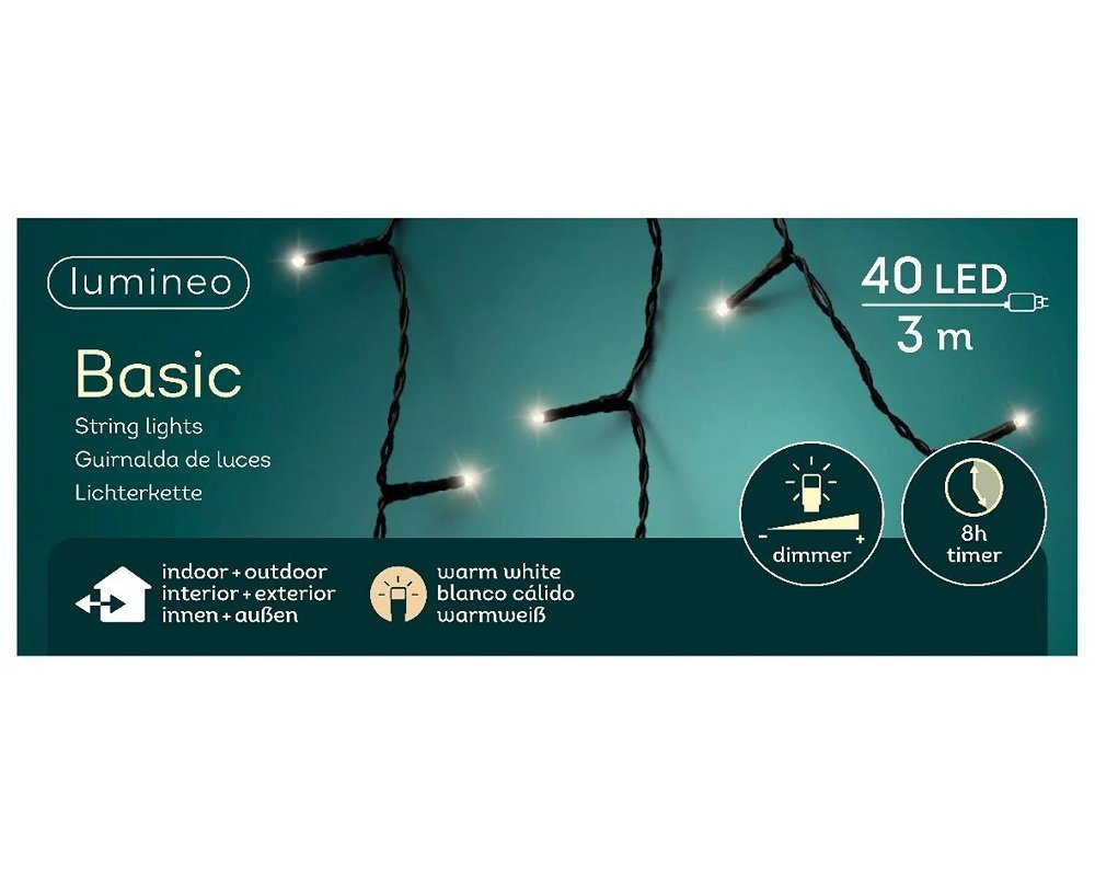 Kaemingk Lichterkette LED Basic String Lights Timer8h Dimmer5F 3m 40LED von Kaemingk