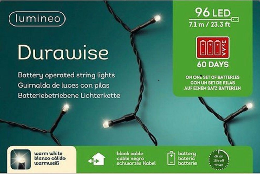 Kaemingk Lichterkette LED Lichterkette für Innen und Außen 96 LED Batter von Kaemingk