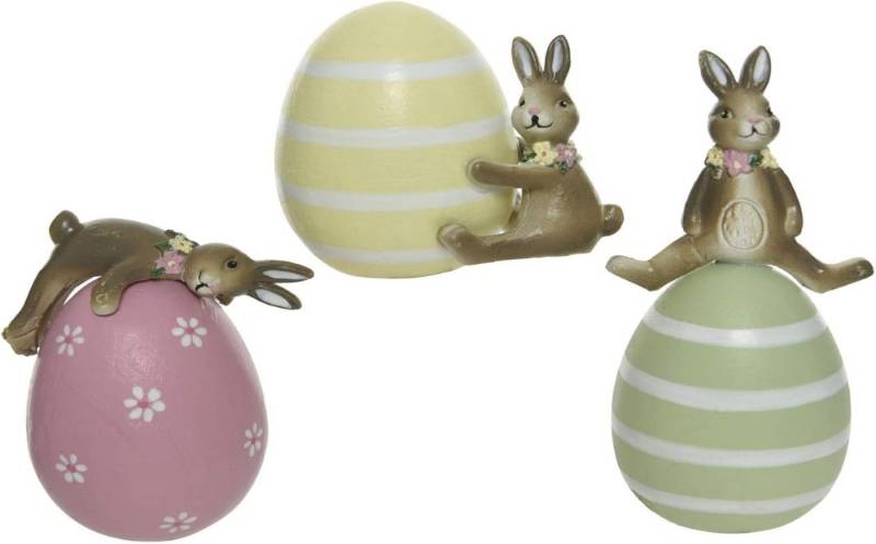 Kaemingk Osterhase Ei Holz Osterei mit Osterhase 3er Set von Kaemingk