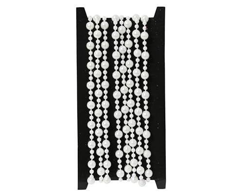Kaemingk Perlenkette 8mm x 2,7m Kunststoff - Perlengirlande mit weißen Kunstperlen - Perlenschnur zum Basteln & Dekorieren - Perlenband Hochzeitsdeko - Christbaumschmuck & Weihnachtsdeko - Weiß von Kaemingk