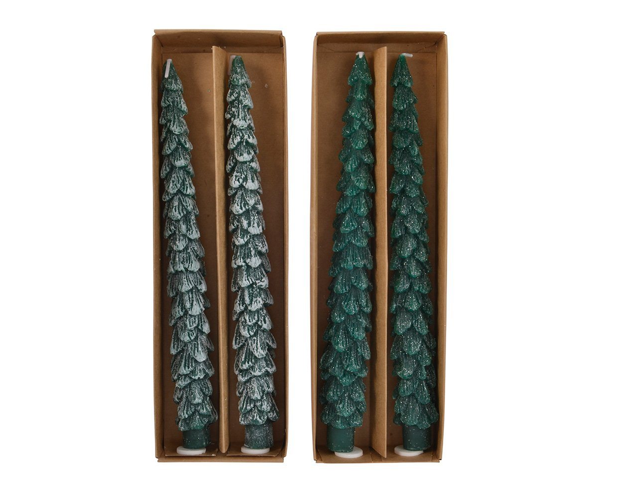 Kaemingk Spitzkerze, Spitzkerzen Tannenbaum Wachs 25cm dunkelgrün, 2er Set sortiert von Kaemingk