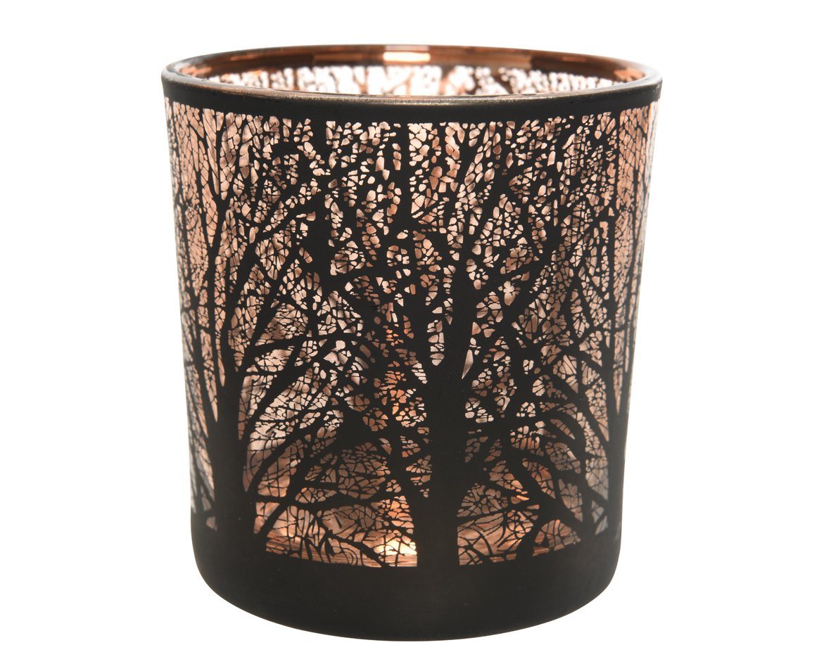 Kaemingk Teelichthalter, Windlicht Glas mit Baum Motiv 8cm, schwarz Kaemingk Teelichthalter, Windlicht Glas mit Baum Motiv 8cm, schwarz von Kaemingk
