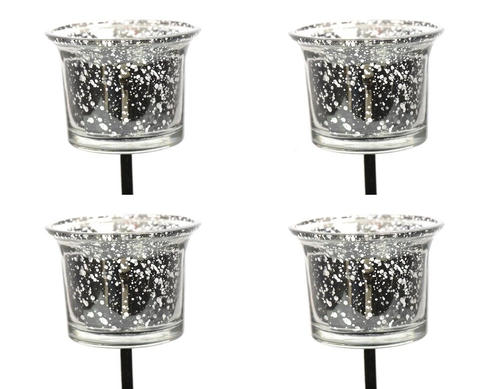 Kaemingk Teelichthalter Glasteelicht mit Metallstift, silber,4-er Set Kaemingk Teelichthalter Glasteelicht mit Metallstift, silber,4-er Set von Kaemingk