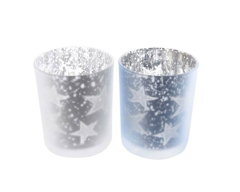 Kaemingk Teelichthalter Teelichthalter Glas Laser Sterne blau weiß Ø 7,5 H,8,5 cm 2er Set Kaemingk Teelichthalter Teelichthalter Glas Laser Sterne blau weiß Ø 7,5 H,8,5 cm 2er Set von Kaemingk