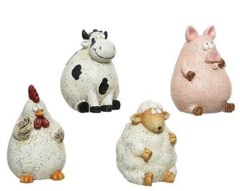 Kaemingk Tierfigur Gartenfigur Tierfigur Schaf Kuh Schwein Huhn H 18,5 cm - Stückpreis von Kaemingk