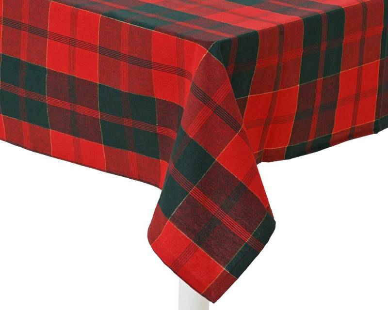 Kaemingk Tischdecke, Tischdecke Baumwolle 180x140cm mit Schottenkaro Muster Rot / Grün von Kaemingk