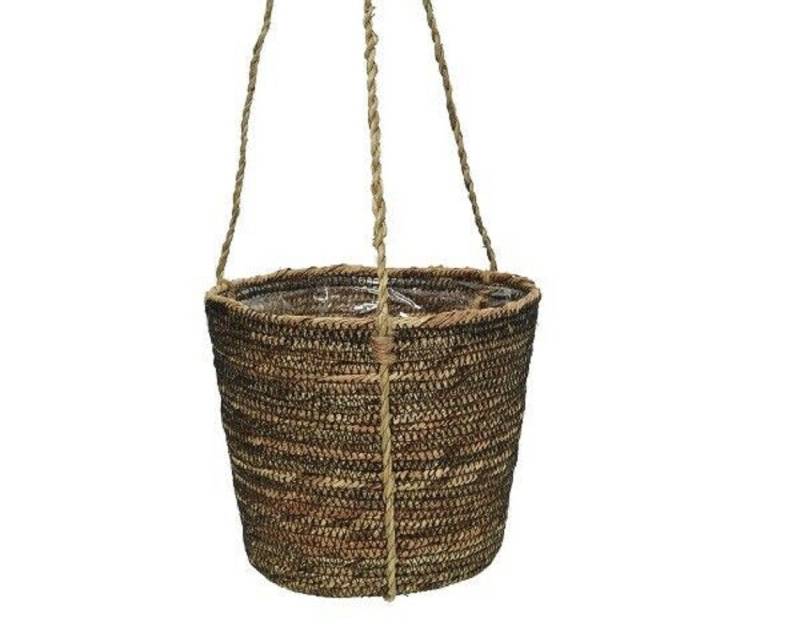 Kaemingk Übertopf Blumenampel Hängeampel Blumentopf Hängetopf braun Jute Ø 18 cm H14 cm von Kaemingk