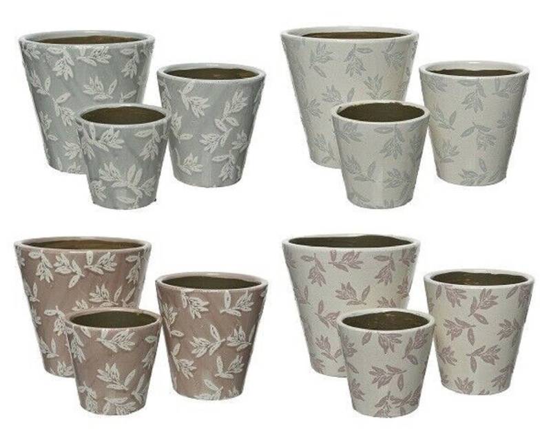Kaemingk Übertopf Blumentopf Terrakotta grün pink weiß 3er Set - Auswahl Zufallsprinzip von Kaemingk