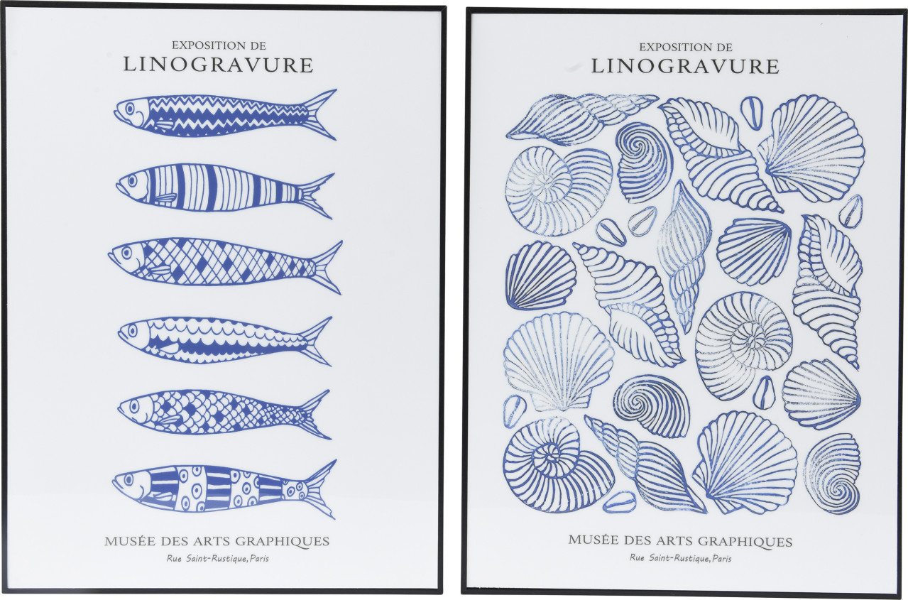 Kaemingk Wandbild Kaemingk Gemälde Linogravure Papier 2-fach, Strand von Kaemingk