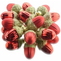 Kaemingk - Weihnachtsanhänger Eicheln Christmas Red rot ø 3 cm aus Glas - 12er Set von Kaemingk