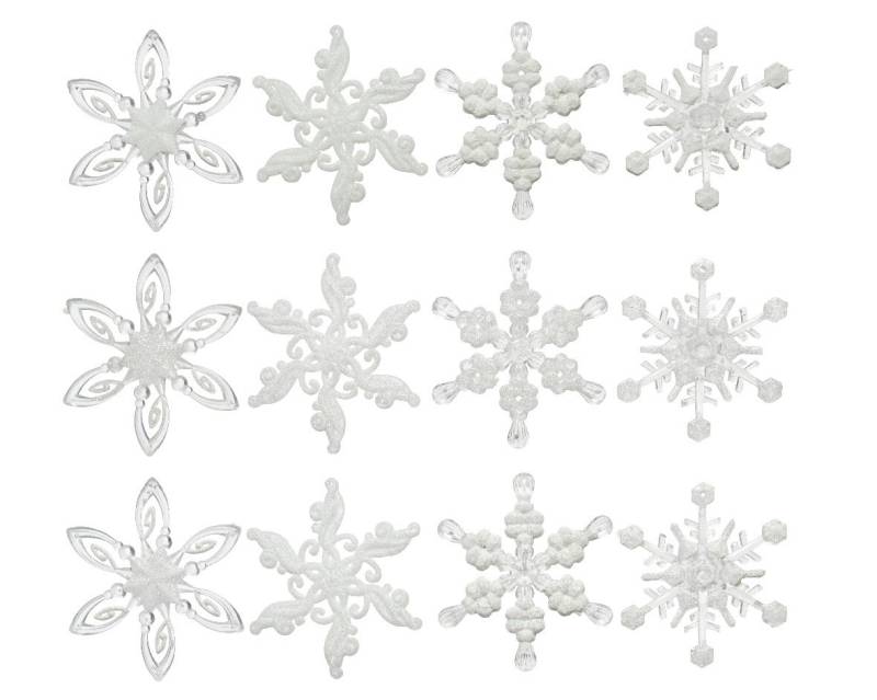 Kaemingk Weihnachtsanhänger Schneeflocke weiß mit Glitter von Kaemingk