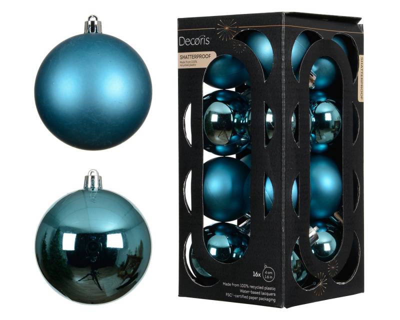 Kaemingk Weihnachtsbaumkugel, Weihnachtskugeln Kunststoff 4cm 16 Stück - Folkloreblau von Kaemingk