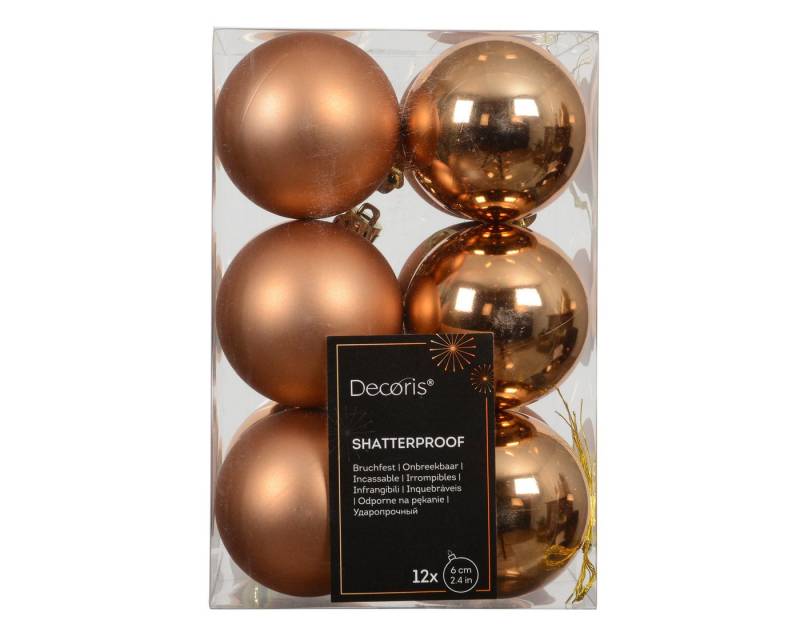 Kaemingk Weihnachtsbaumkugel, Weihnachtskugeln Kunststoff 6cm 12 Stück - Brandy von Kaemingk