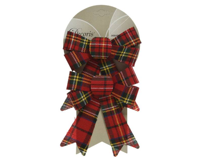 Kaemingk Weihnachtsbaumschleife, Schleifen mit Schottenkaro Muster 14cm Stoff / Plastik 2er Set rot von Kaemingk