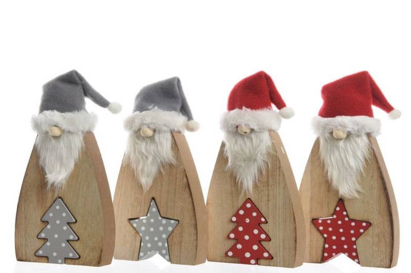 Kaemingk Weihnachtsfigur Zwerge Nikolaus Holz Zipfelmütze Grau oder Rot H 20,5 cm 2 er Set von Kaemingk