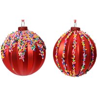 Weihnachtskugel aus Glas mit Flecken, 2er Set, Weihnachtsrot, ø 8cm von Kaemingk