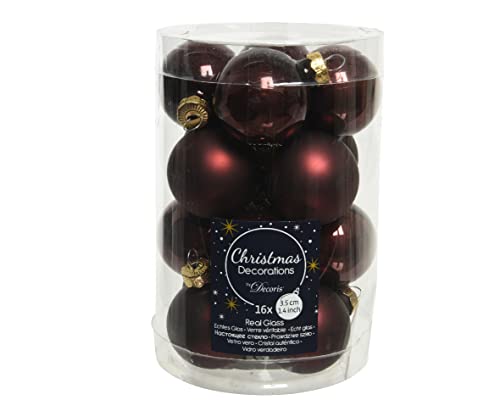 Kaemingk Weihnachtskugeln Glas 35mm x 16 Stück kleine Christbaumkugeln Dunkelbraun braun Schokoladenbraun von Kaemingk