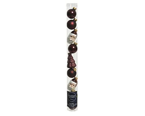 Kaemingk Weihnachtskugeln Glas 3cm x 9 Stück Figuren Mix Christbaumschmuck Set Dunkelbraun braun von Kaemingk