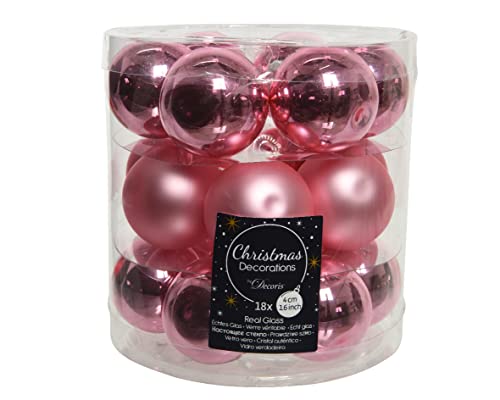 Kaemingk Weihnachtskugeln Glas 4cm x 18 Stück kleine Christbaumkugeln rosa Lippenstiftrosa von Kaemingk