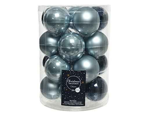 Kaemingk Weihnachtskugeln Glas 6cm x 20 Stück Christbaumkugeln Set blau hellblau dunkelblau Navy Marineblau von Kaemingk