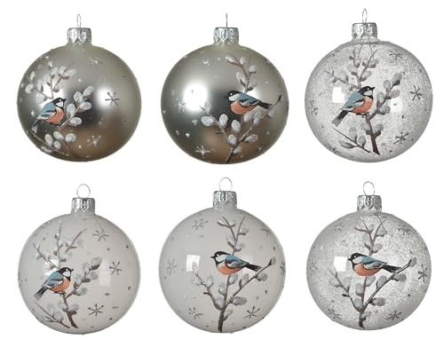 Kaemingk Weihnachtskugeln Glas 8cm x 6 Stück mit Vogelmotiv Christbaumkugeln mundgeblasen Weihnachtsbaumkugeln für Weihnachten - Christbaumschmuck & Weihnachtsbaumschmuck Winterdeko Weiß transparent Kaemingk Weihnachtskugeln Glas 8cm x 6 Stück mit Vogelmotiv Christbaumkugeln mundgeblasen Weihnachtsbaumkugeln für Weihnachten - Christbaumschmuck & Weihnachtsbaumschmuck Winterdeko Weiß transparent von Kaemingk