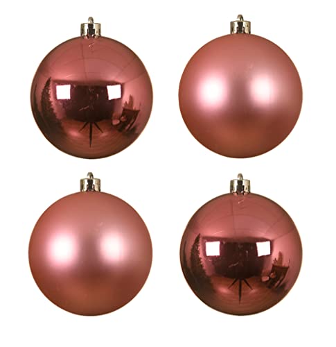 Kaemingk Weihnachtskugeln Kunststoff 10cm 4 Stück Christbaumkugeln Set bruchsicher rosa Lippenstiftrosa von Kaemingk