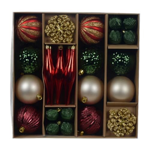 Kaemingk Weihnachtskugeln Kunststoff 4-16cm mit Eiszapfen und Schneeflocken 46er Set - bruchsichere Christbaumkugeln Weihnachtsbaumkugeln - Christbaumschmuck & Weihnachtsbaumschmuck rot grün Gold Kaemingk Weihnachtskugeln Kunststoff 4-16cm mit Eiszapfen und Schneeflocken 46er Set - bruchsichere Christbaumkugeln Weihnachtsbaumkugeln - Christbaumschmuck & Weihnachtsbaumschmuck rot grün Gold von Kaemingk