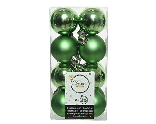 Kaemingk Weihnachtskugeln Kunststoff 4cm x 16 Stück Mini Christbaumkugeln Set bruchsicher hellgrün Mistelgrün von Kaemingk