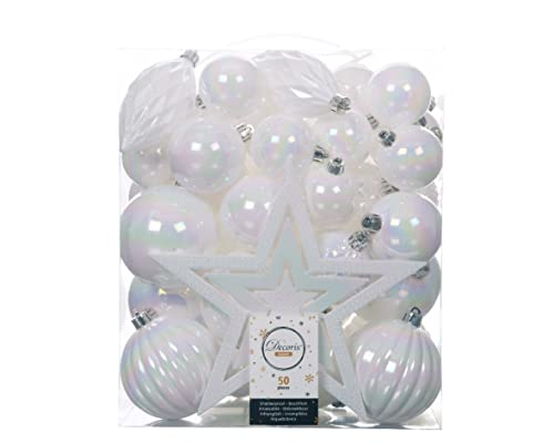 Kaemingk Weihnachtskugeln Kunststoff 5-8cm mit Christbaumspitze Stern 50er Set bruchsicher Weiß irisierend Kaemingk Weihnachtskugeln Kunststoff 5-8cm mit Christbaumspitze Stern 50er Set bruchsicher Weiß irisierend von Kaemingk