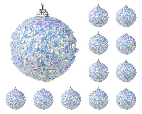 Kaemingk Weihnachtskugeln Kunststoff 8cm - 12er Set - Christbaumkugeln mit Flitter - bruchfest - Weihnachtsbaumkugeln für Weihnachten - Christbaumschmuck & Weihnachtsbaumschmuck - Silber von Kaemingk