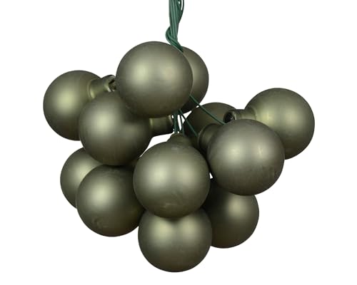 Kaemingk Weihnachtskugeln am Draht Glas 2cm x 12 Stück Spiegelbeeren Matt - kleine Dekokugeln - Christbaumschmuck & Weihnachtsdeko - Rosmarin von Kaemingk