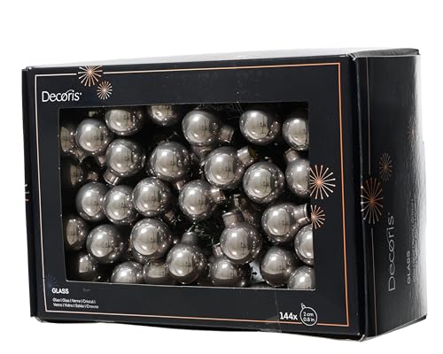 Kaemingk Weihnachtskugeln am Draht Glas 2cm x 144 Stück Spiegelbeeren - kleine Dekokugeln - Christbaumschmuck & Weihnachtsdeko - Zart Grau glänzend von Kaemingk