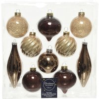 Kaemingk - Weinachtsbaumkugel Sortiment aus Glas braun mix - 10 Stück Weinachtsbaumkugel von Kaemingk