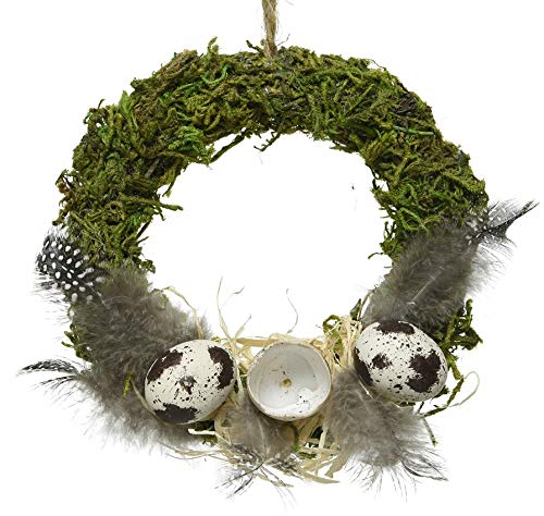 Kaemingk dekorativer Mooskranz Dekokranz mit Eiern und Federn als Osterdeko ca. 15 cm Durchmesser Preis für 2 Stück von Kaemingk