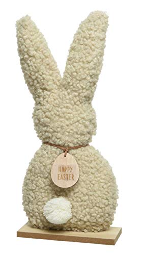 Kaemingk frühlingshafter putziger Deko-Hase Osterhase als Silhouette aus plüschigem Teddystoff in verschiedenen Größen (beige mittel ca. 32 cm hoch) von Kaemingk