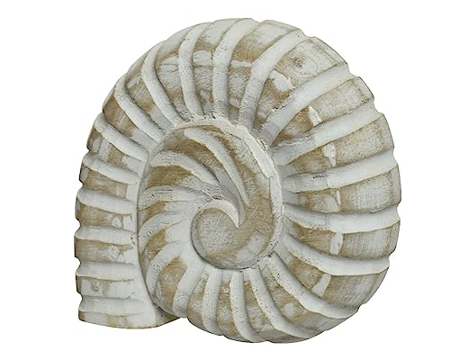 individuelles Deko-Objekt Ammonit Holz weiß gewischt zum Stellen oder Legen in 2 verschiedenen Größen (weiß klein) von Kaemingk