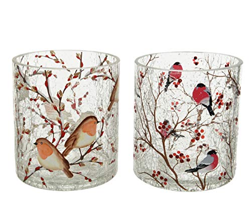 Kerzenhalter Teelichthalter Glas Deko Crackle Vogel Ø 11x13 cm Stückpreis von Kaemingk
