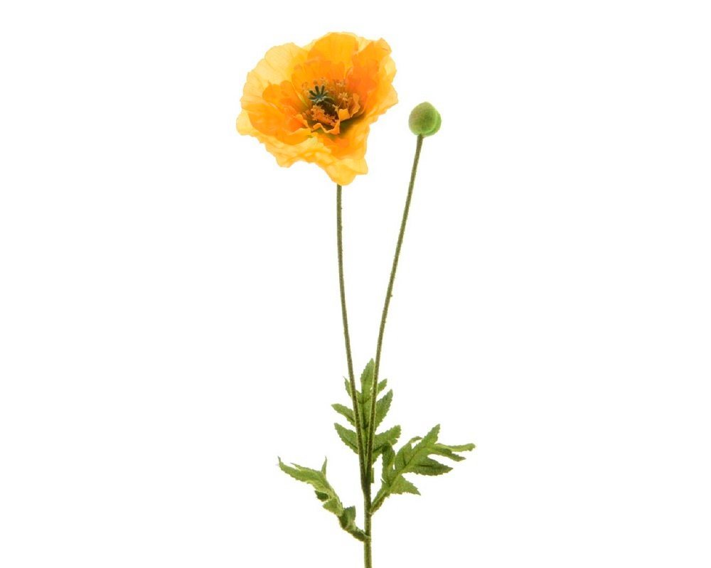 Kunstblume Blume Seidenblume Mohnblume mit Knopse gelb, Kaemingk von Kaemingk