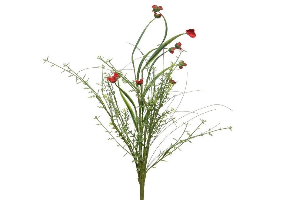 Kunstblume Ranunkelstrauß mit Gräser Kunstzweig Kunstblume Kunststrauß rot, Kaemingk von Kaemingk