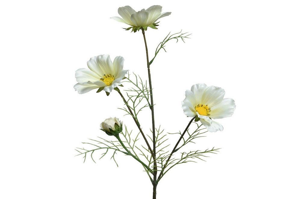 Kunstpflanze Kunstblüte weiß gelb Blütenstängel Kunstblütenzweig, Kaemingk von Kaemingk