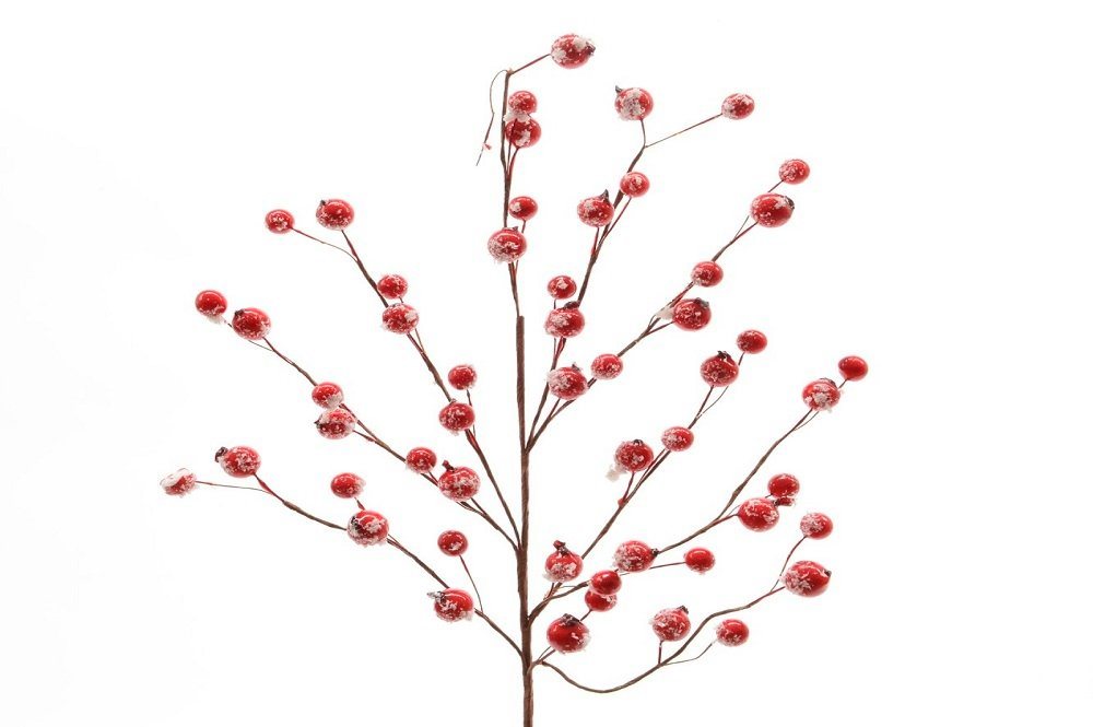 Kunstpflanze Strauß Beerenstrauß rot beschneit Dekostrauß Weihnachten, Kaemingk von Kaemingk