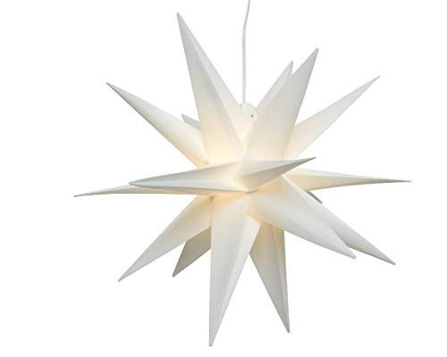 LED 3D Stern Weiß Batterie Timer Adventsstern Weihnachten Deko Ø 30 cm (Weiß, 60 cm) von Kaemingk